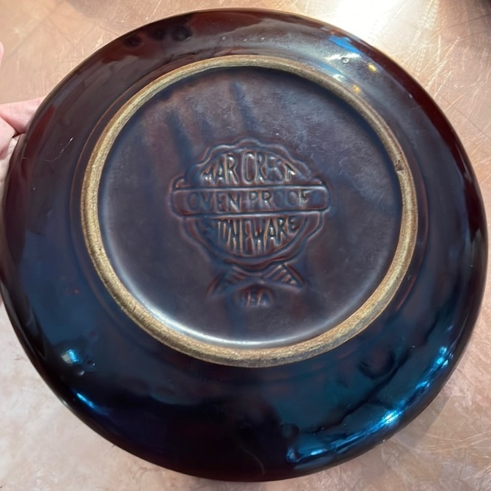 Vintage Mar-Crest Stoneware USA brown Stoneware plate Daisy and Dot pattern - Picture 2 of 3